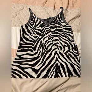 WHBM White House Black Market Reversible Zebra Tank Shirt Medium Animal